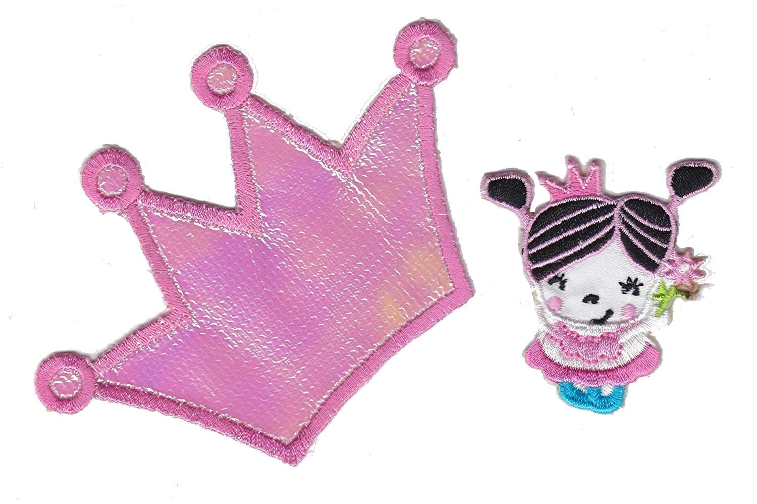 Special Little Princess Pink (Girl & Tiara Crown) Iron on Sew on Embroidered Badge Applique Motif Patch from PatchWOW