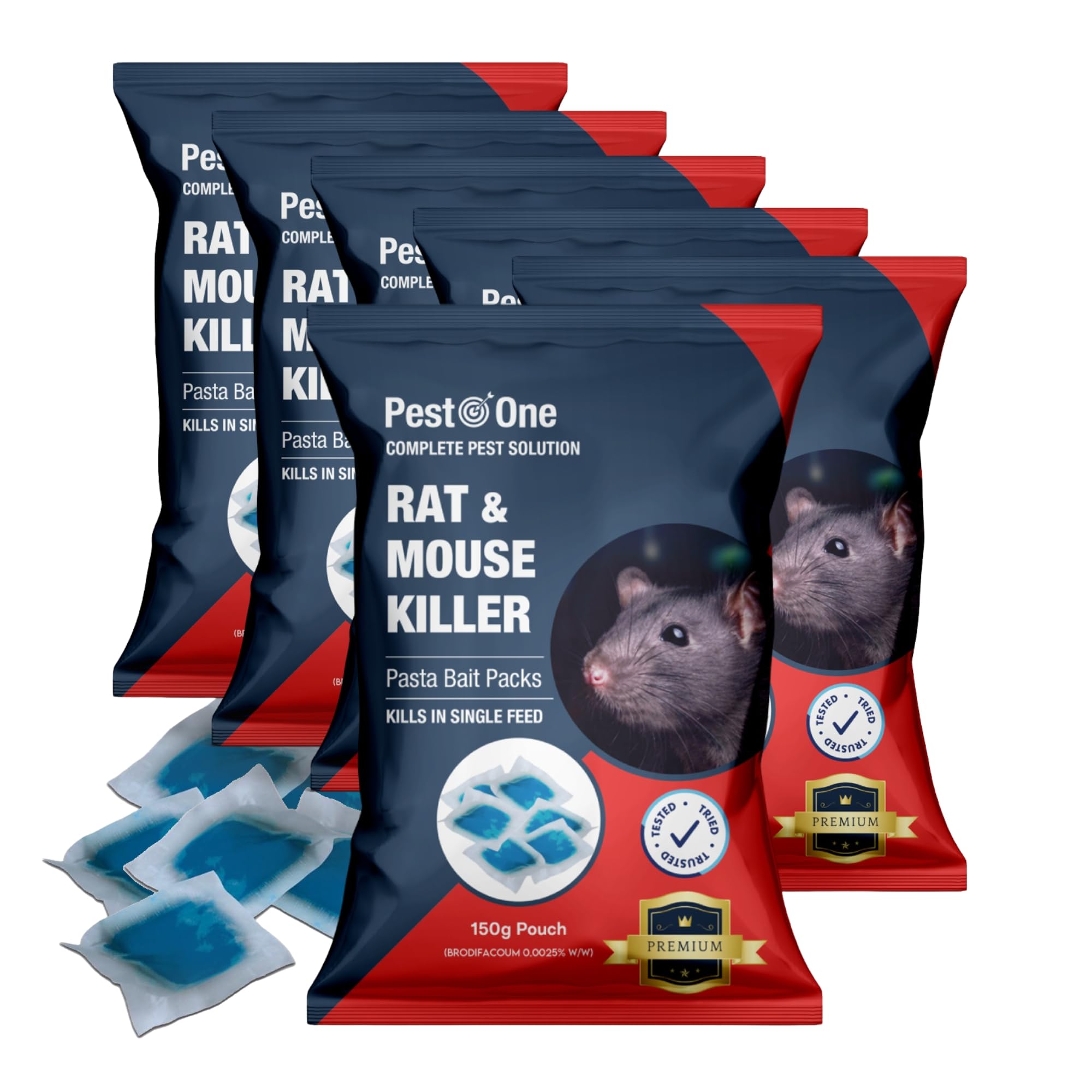 Rat Block Bait Mouse Poisoning Blocks Blue Pasta Block Rodent Control Single Feed Rat Mice Killer Sachets Strongest Strength Blocks for Home & Garden Treatment (150g Pasta x 6 Pack) Brodifacoum Paste