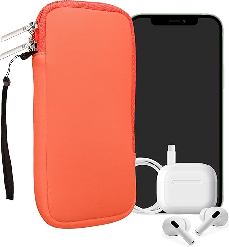 Miniatura 38 de kwmobile Bolsa de neopreno para teléfono tamaño XL - 6.7/6.8 pulgadas - Funda universal para celular con cremallera, correa para la muñeca, amarillo