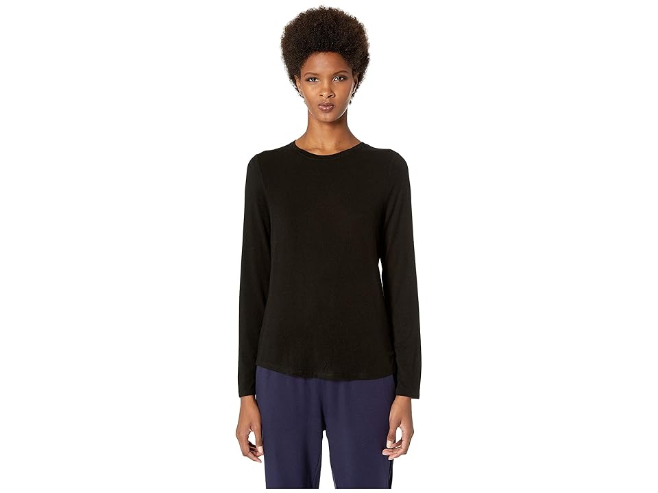 

Eileen Fisher Crew Neck Top (Black) Women's Clothing