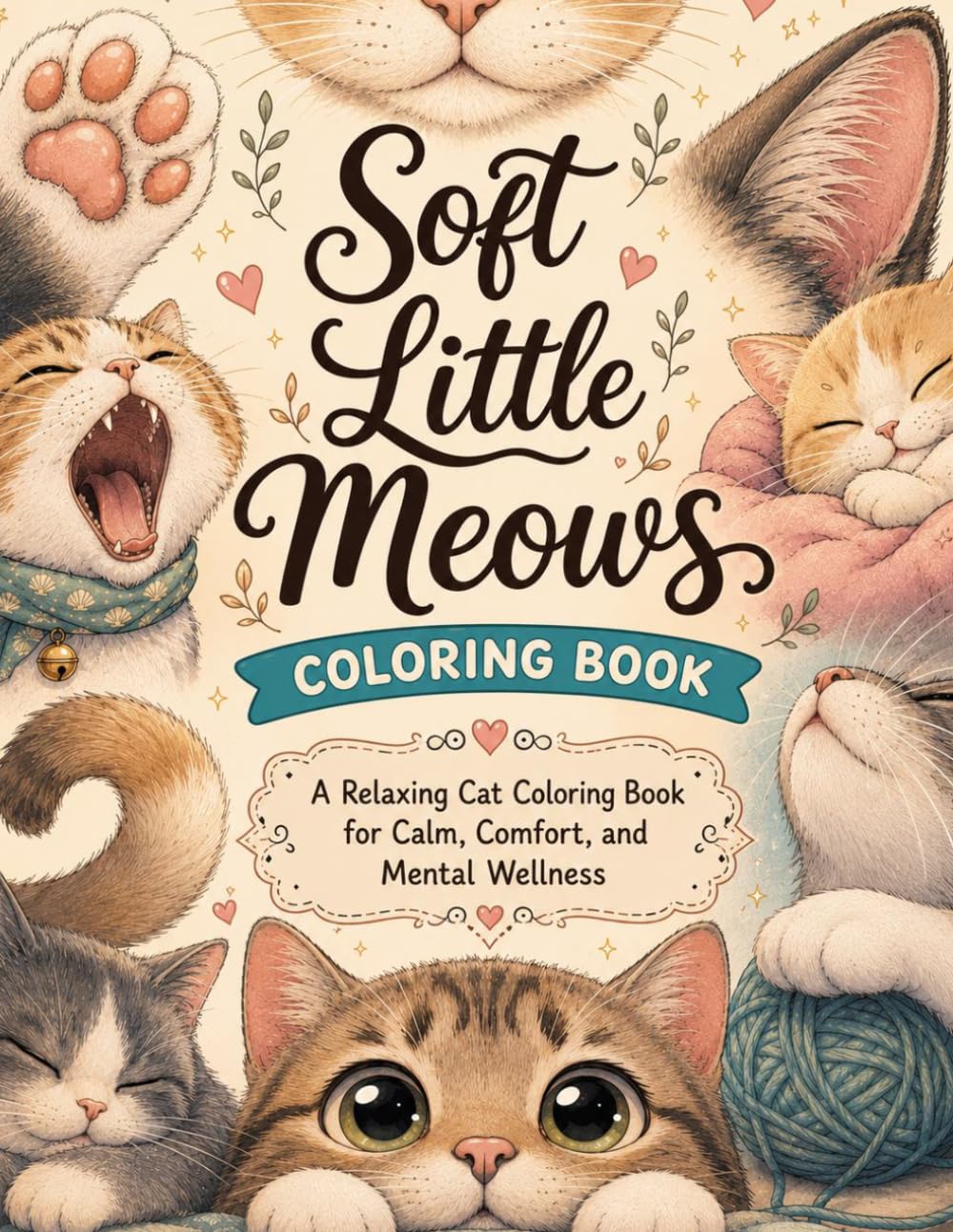 Soft Little Meows: A Cozy Cat Coloring Book for Stress Relief, Relaxation, and Mental Wellness (Gentle Coloring Book)