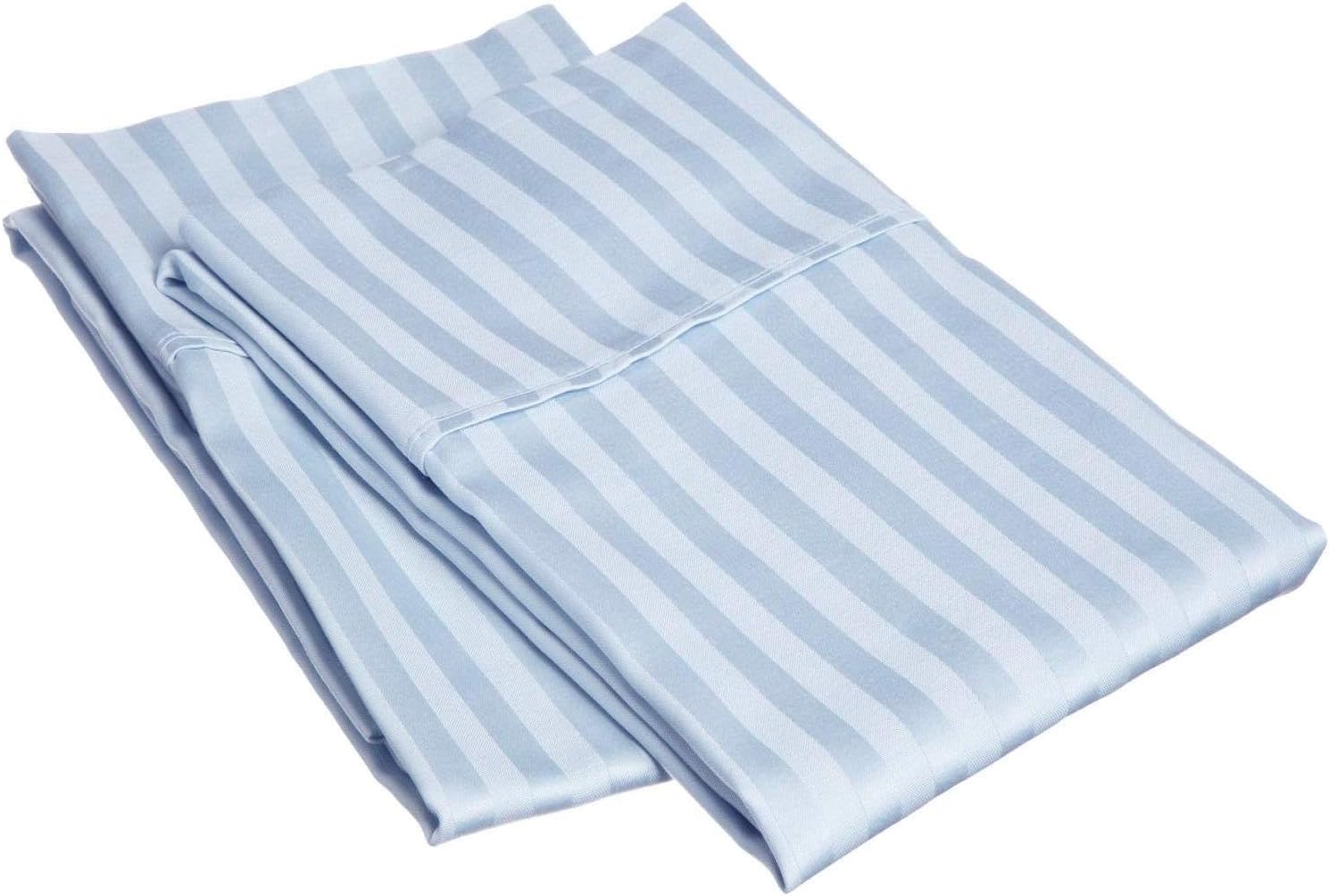 KP Linen Pillow Cases Standard Size Set of 2 Cotton Pillows for Sleeping, Soft & Silky Sateen Weave Bed Pillow Covers 600 Thread Count 100% Cotton Pillow Cases Light Blue Stripe