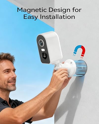 Miniatura 3 de KKB Cámara de seguridad celular 4G LTE magnética, sin cámaras de seguridad WiFi para interiores, SIM incorporada, cámara de batería inalámbrica 2K