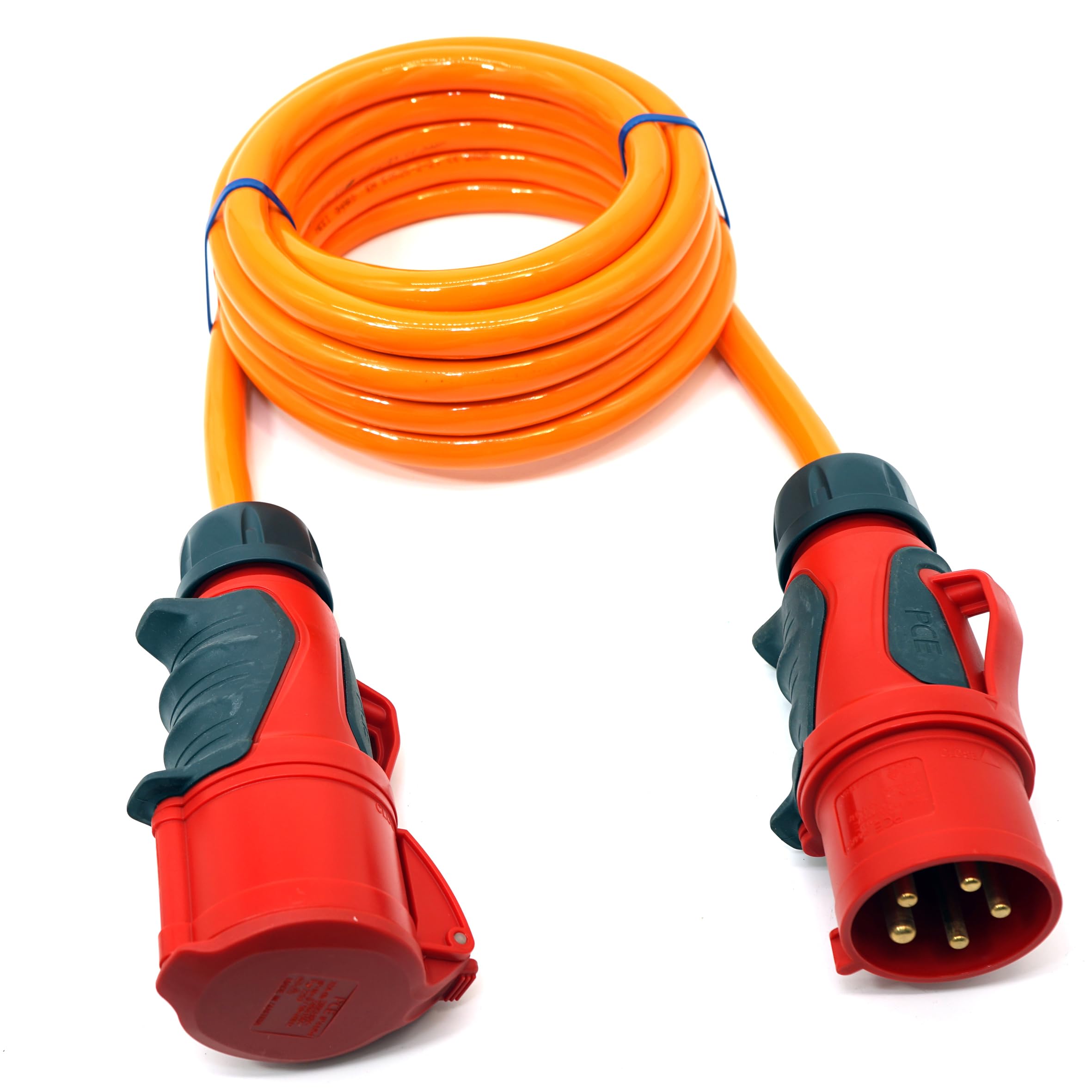 Event-Kabel & more CEE Starkstrom Verlängerungskabel – PUR orange H07BQ-F 5×4 mm² – 32A 400V – PCE Grip Stecker & Kupplung – Business-Line Made in Germany (Längen: 1,5m-50m) (10 Meter)