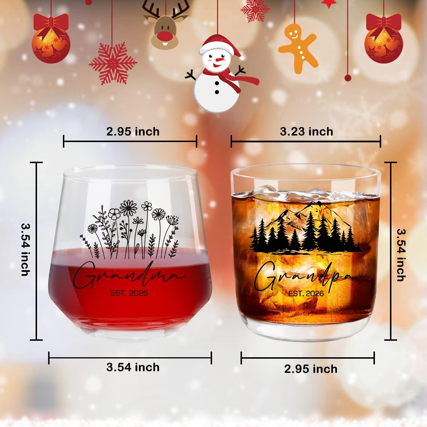 Ithmahco First Time Grandparents Valentine's Day Gifts 2026, Grandma Wine Glass And Grandpa Whiskey Glass Set, Pregnancy Announcement Gifts For Grandparent, Promoted To Grandparents Valentines Gift - Image 3