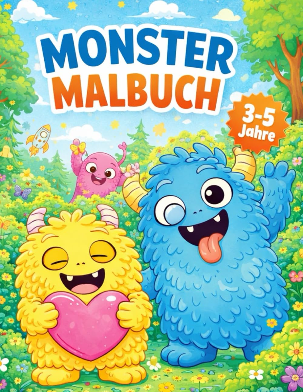 Monster Malbuch für Kinder 3–5 Jahre: Einfaches Ausmalbuch mit süßen Monstern – große Flächen, dicke Linien, perfekte erste Malübungen für Kindergartenkinder