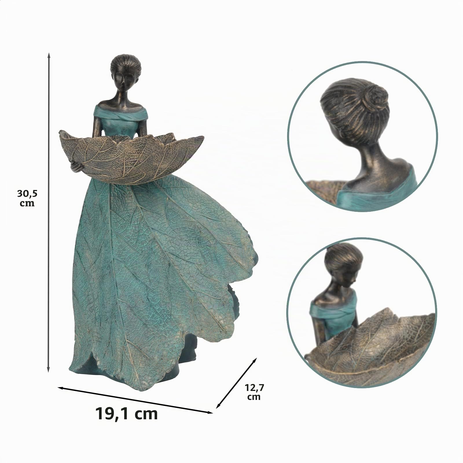 DiliComing Feengartenstatue, Vogelfutterstation – 30,5 cm, Feen-Statue für Heimdekoration, Kunstharz, Outdoor-Statuen für Gartendekoration, tolles Vogelfutterhaus, Gartengeschenk für Frauen, 30,5 x