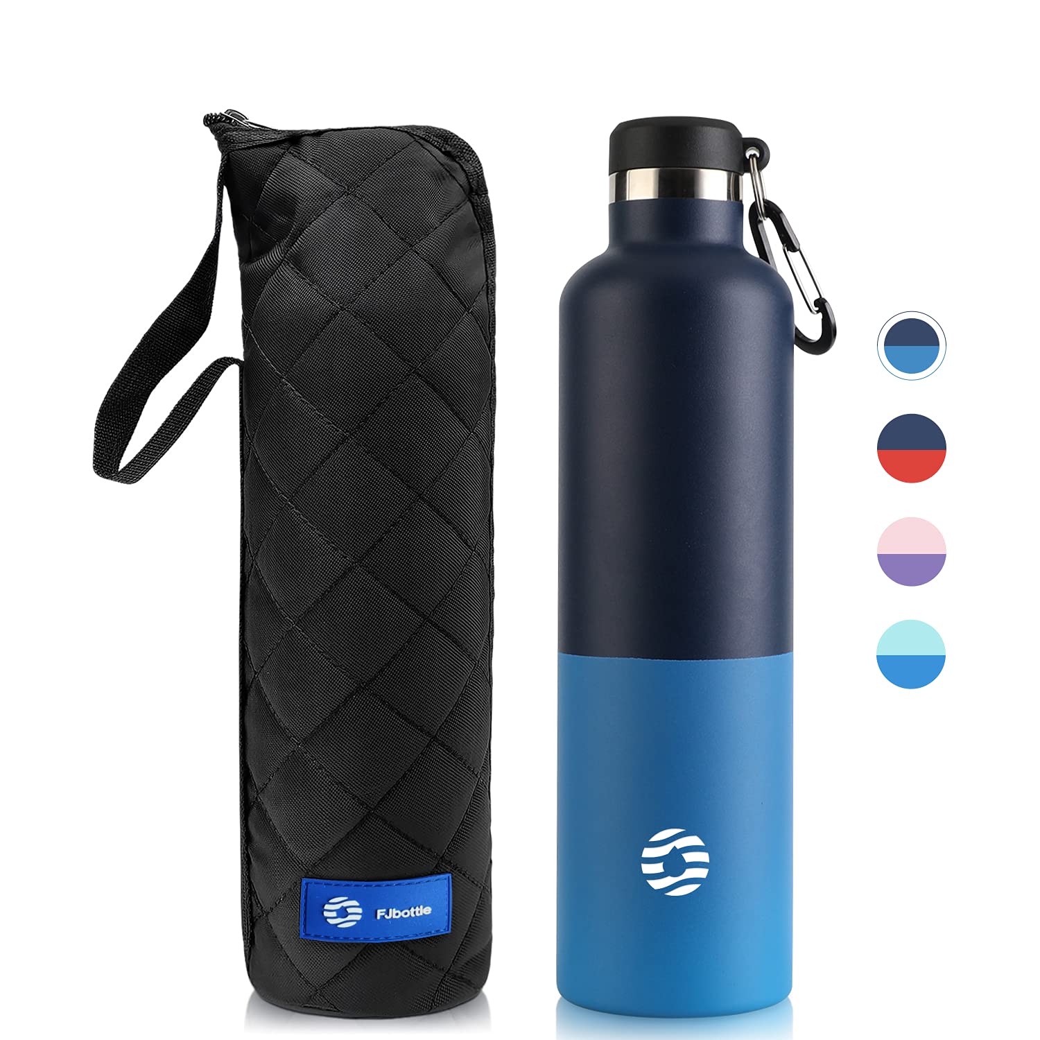 FJbottle Insulated Water Bottle 34 oz with Durable Carry Case, Stainless Steel Wide Mouth Lids, Keeps Liquids Hot or Cold, Double Wall Sweat Proof Sport Design, Ideal Gift Choice, Underwater World