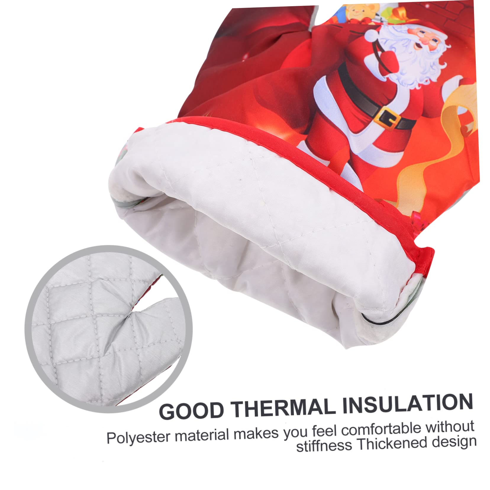 ULTECHNOVO 4stücke Hitzebeständiger Ofenhandschuh Küchenhandschuh Topflappen Hitzebeständiges Kissen Weihnachtshandschuh Rot