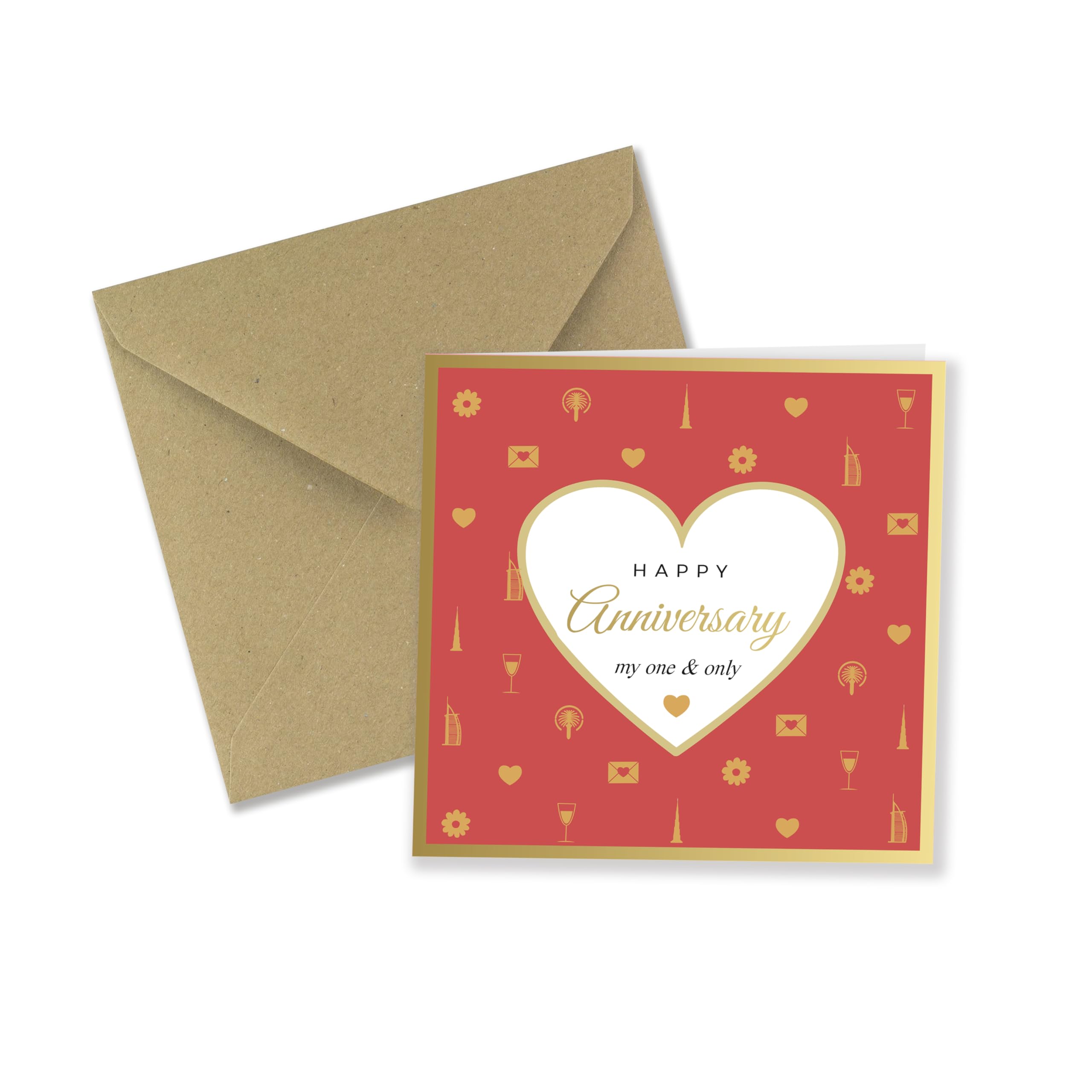 Share the Love Happy Anniversary Greeting Card - Gold Foil Anniversary Card