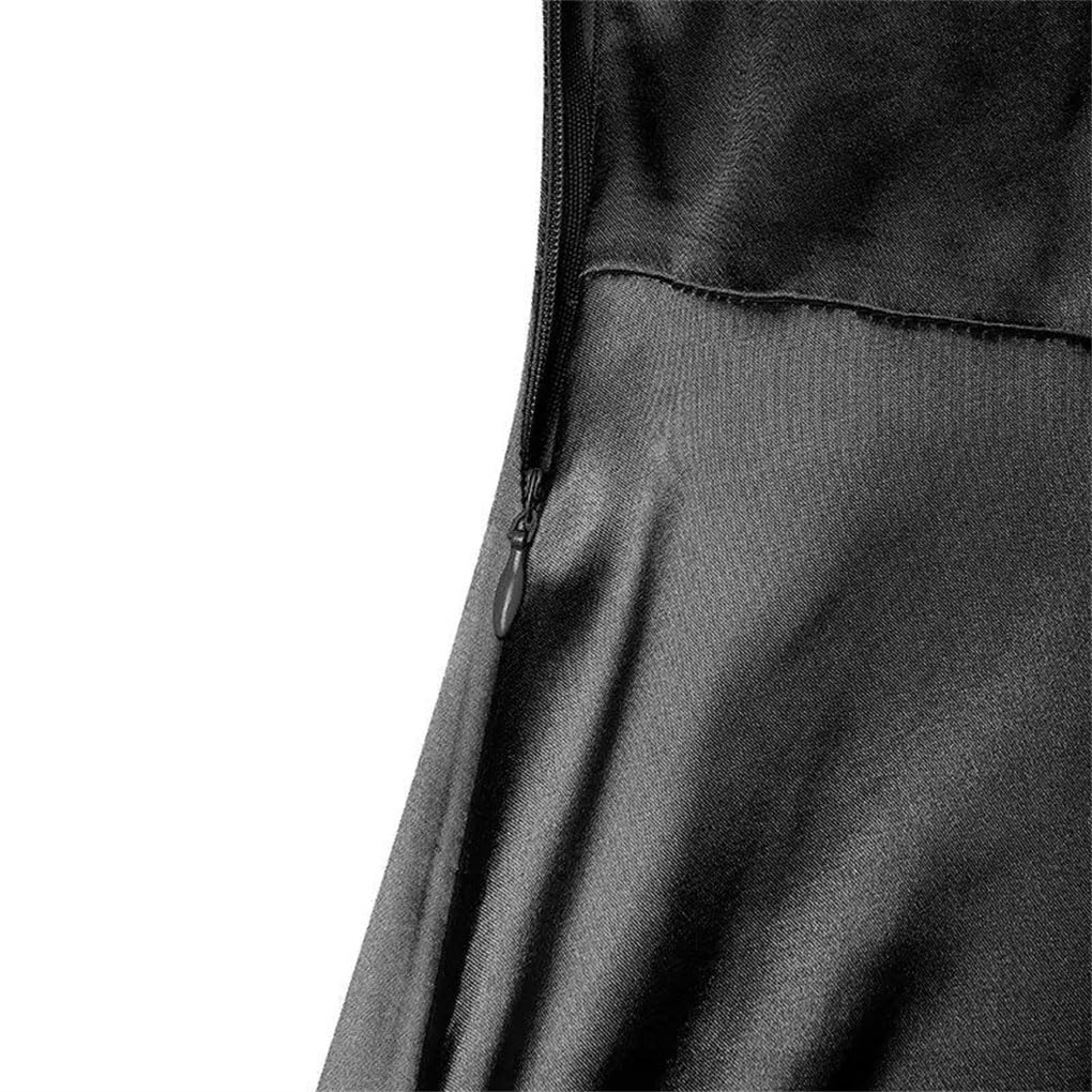 Vestido largo de satén para mujer, cintura alta, ajustado, manga corta, acampanado, vestido de fiesta