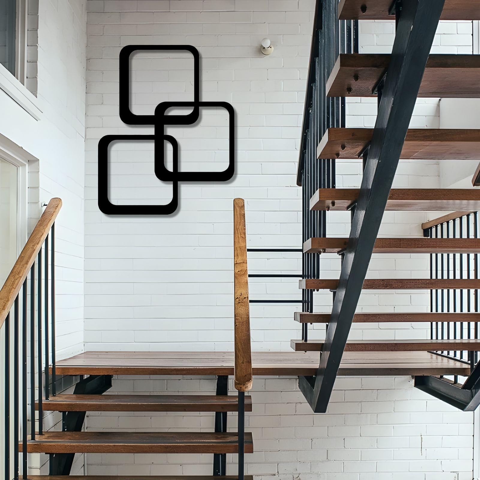 Arte de pared de metal con cuadrados geométricos, arte de pared de metal moderno de mediados de siglo, decoración de pared de arte geométrico, arte de pared de metal abstracto, arte de pared de metal