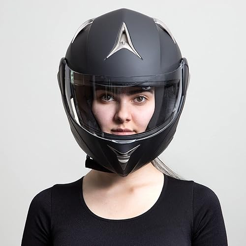 Miniatura 5 de Westt Casco modular de motocicleta para adultos, casco de moto ATV con doble visera para hombres y mujeres, casco de motocicleta abatible, aprobado