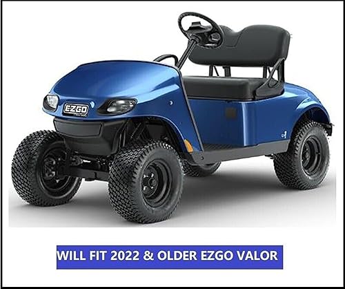 Vista 25 de Huskey - 2 fundas de asiento delantero para carrito de golf EZGO Medalist/TXT 94-13, costuras de diamante negro y azul de dos tonos con ribete azul