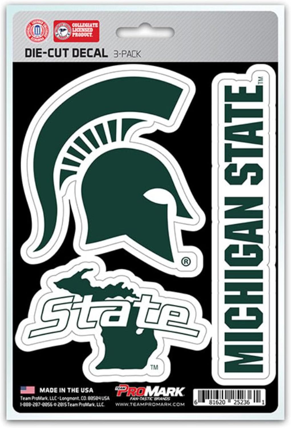 FANMATS NCAA Michigan State University 3 Piece Decal Set, Varies, Green