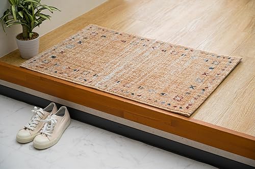 イケヒコ マット 玄関 屋内 屋外 輸入 マイア イエロー 約50×80cm 長方形 トルコ製 ウィルトン織り 民族調 エスニック シンプル 抗菌防臭 オールシーズン 丈夫 #1311730291701