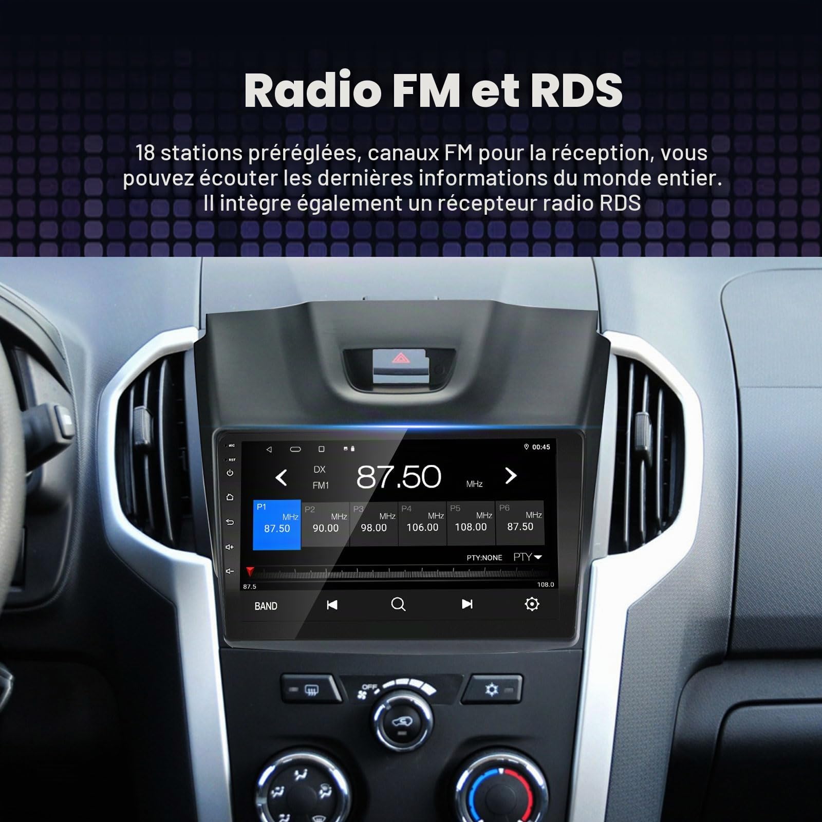 2 DIN Carplay Android Autoradio pour Isuzu D-Max 2012-2018, MU-X 2013-2017