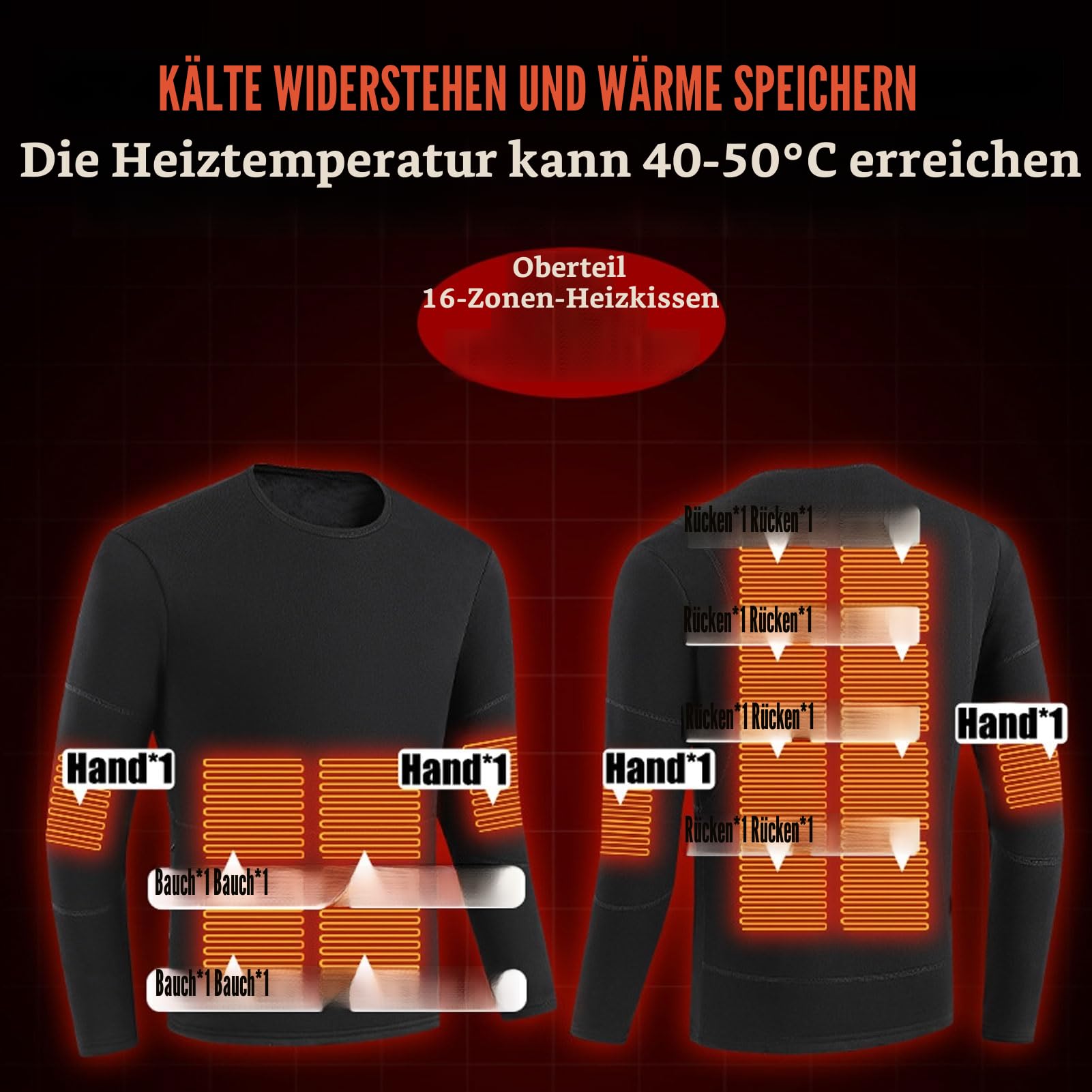 Beheizbare Thermounterwäsche Damen Funktionsunterwäsche Set USB Beheizte Thermowäsche Base Layer Skiunterwäsche Winter Innenfleece mit 28 Zonen Beheizt