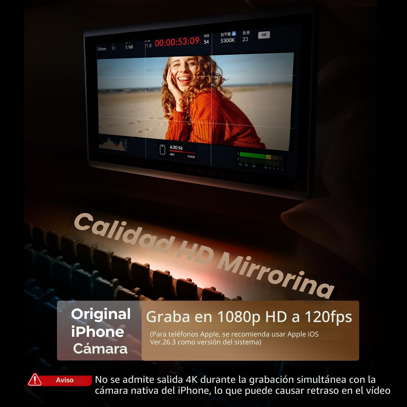 SmallRig Pantalla para Monitor de Teléfono Vlog Selfie para iPhone para Huawei S24/S25, con Soporte Magnético Control Remoto Inalámbrico, Cámara Trasera de Sincronización para Selfie - 4851B