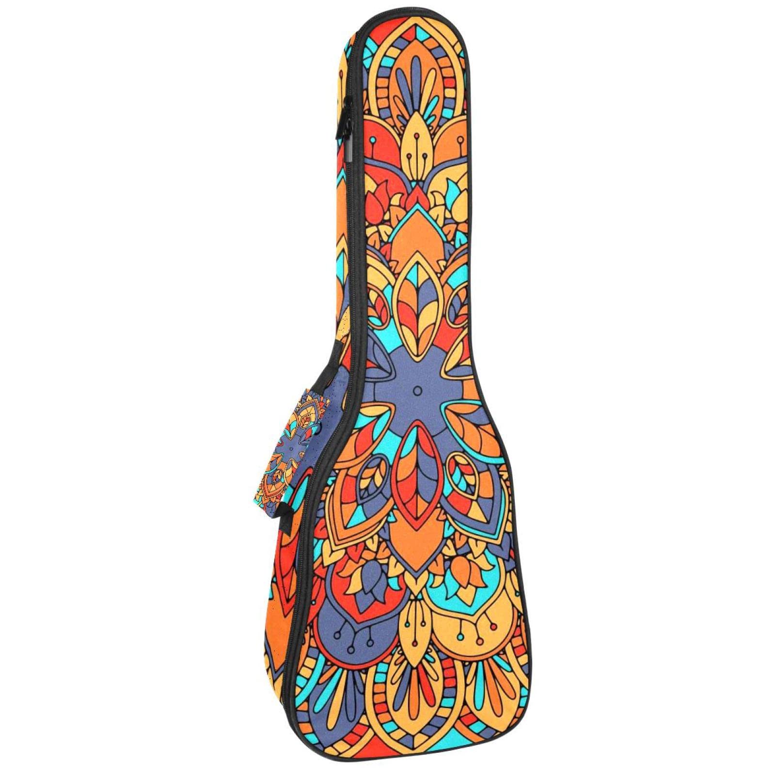 Sac à dos robuste pour ukulélé de concert - Sac de rangement pour ukulélé soprano - Ukulélé ténor - Sac rembourré de 10 mm - Motif mandala abstrait