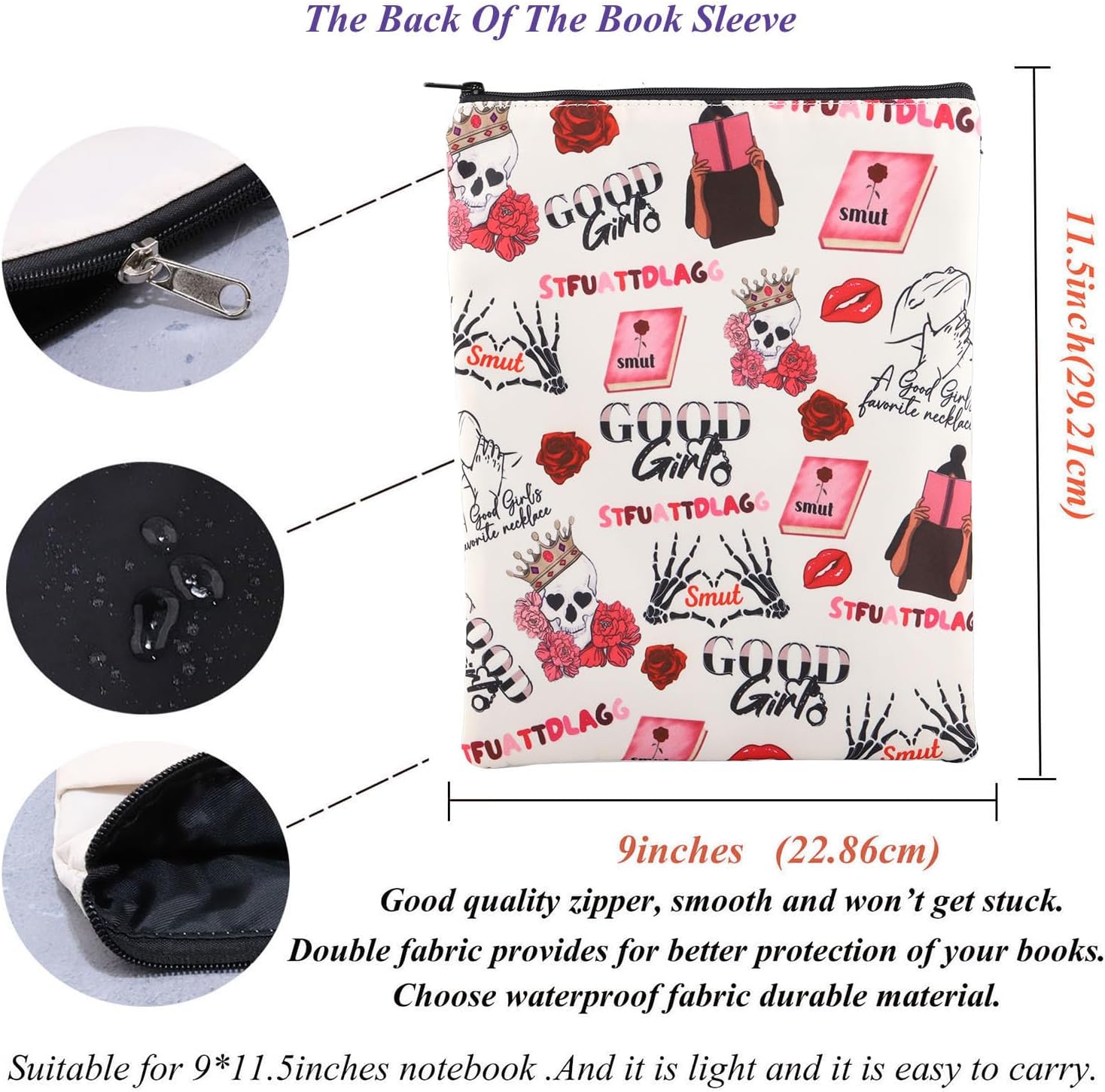 Good Girl Book Sleeve Smutty Reader Gift Just A Girl Who Loves Smut Book Cover Spicy Lover Booktok Merch Literary Gift Romance Read Gift(JustGirlLoveSmutBS) image 2