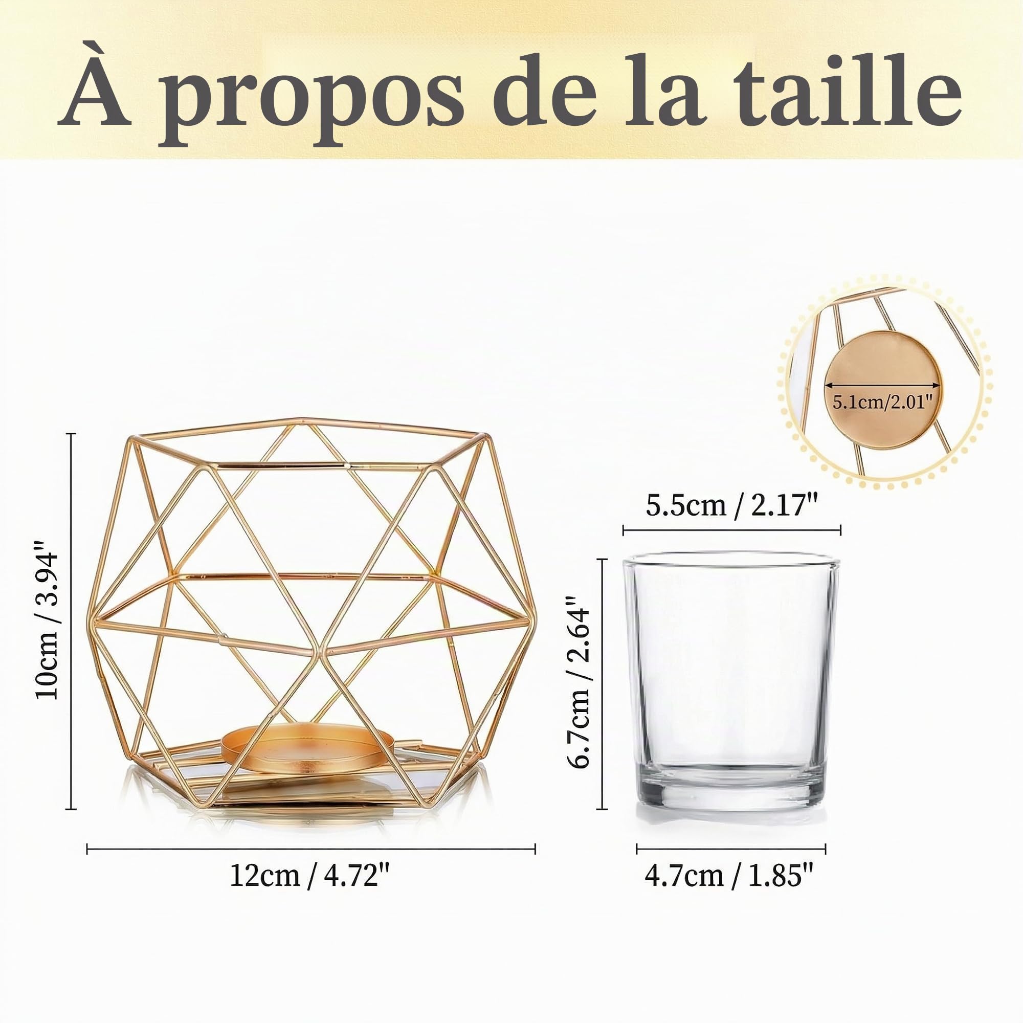 Hewory Porte-Bougies Chauffe-Plat Géométriques en Métal, 12 Bougeoirs Chauffe-Plat Ornements Dorés pour Salon, Pièce Maîtresse de Table à Manger, Bougeoir Doré Moderne pour Mariage