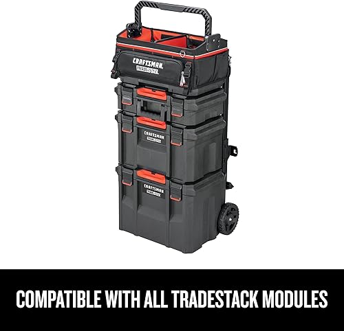Miniatura 5 de CRAFTSMAN TRADESTACK Bolsa de herramientas del sistema, bolsa de herramientas de boca abierta resistente, parte inferior dura impermeable, mango
