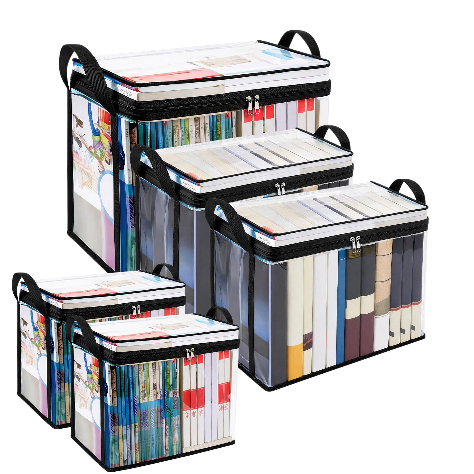Sunhoray 5PCS Book Storage Box, Foldable Transparent Comic Book Storage