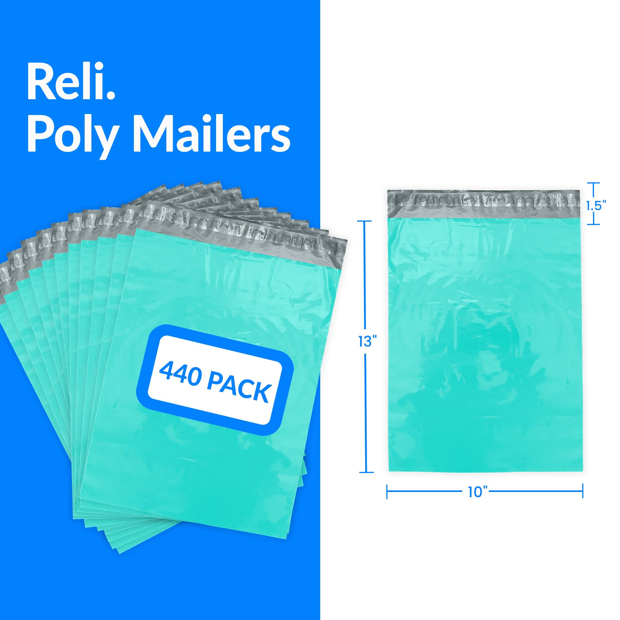 Enveloppes d'expédition en polyéthylène 25,4 x 33 cm – 400 cspk – Bleu sarcelle
