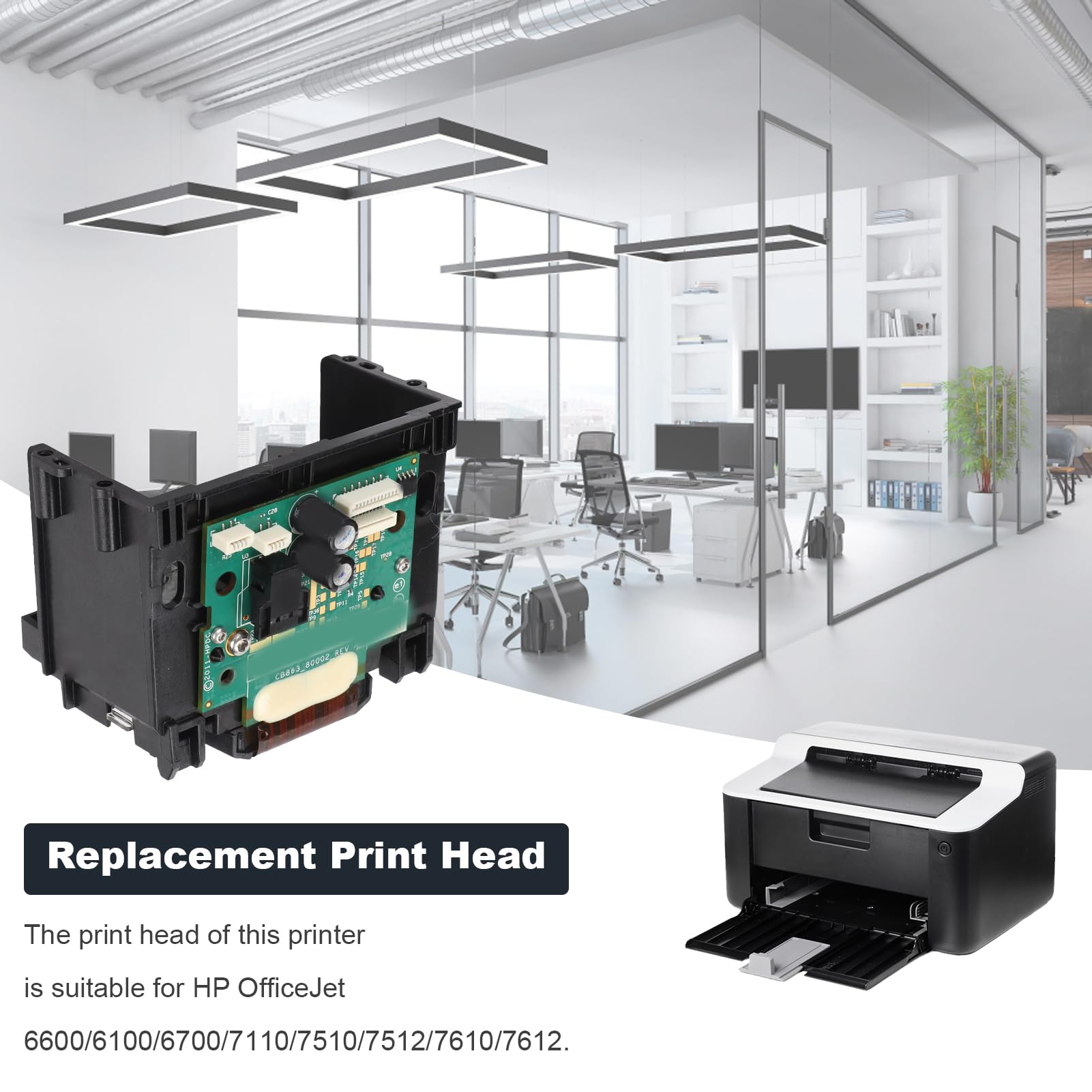 Cabezal de Repuesto para HP OfficeJet 6600 6100 6700 7110 7510 7512 7610 7612,Cabezal de Impresora, Semi Acabado de la Cabeza de la Impresora, producido en estricto Acuerdo, Excelente Rendimiento