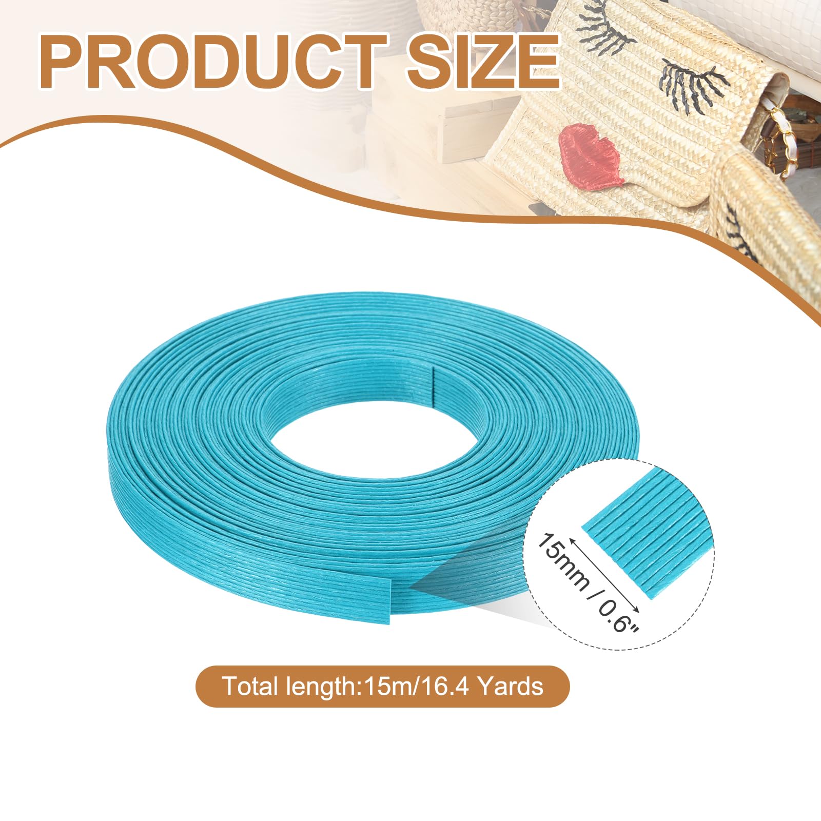 PATIKIL 16.4 Yards x 0.6" Paper Rattan Weaving Cane - Image 2
