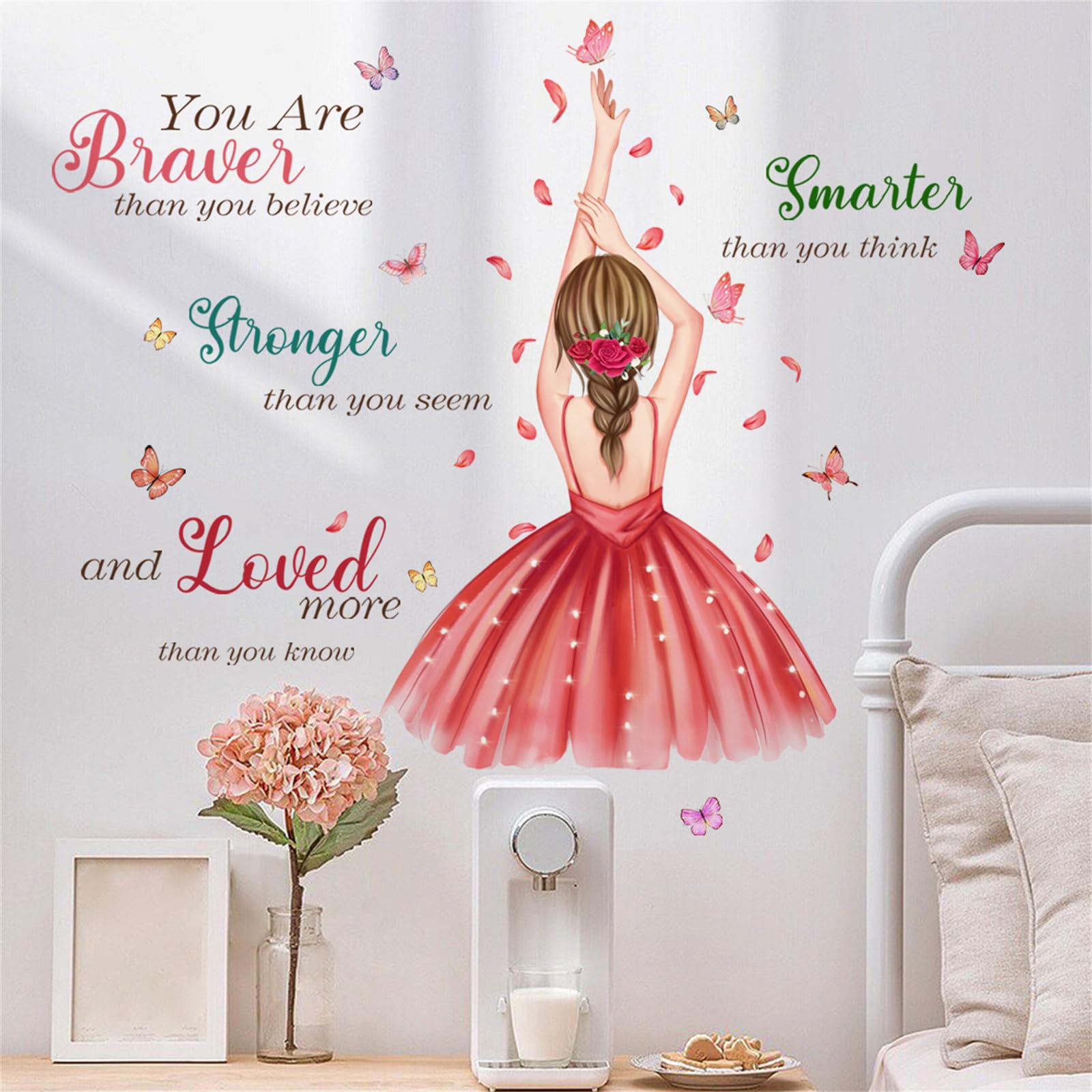 Ballerina Wall Stickers for Girls Bedroom Inspirational Ballet Wall Decals with Positive Quotes - Image 2