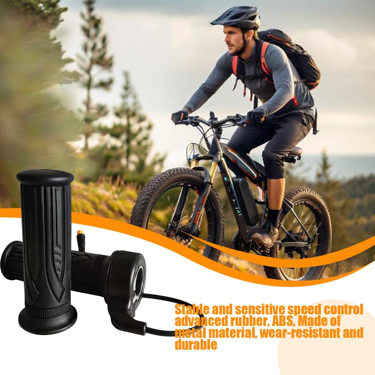 HZEL Ebike Throttle Grip, 1 Pair 20X 3 Pin Waterproof Electric Bicycle Full Twist Throttle Accelerator Handlebar Grip, Scooter Speed Controller Handle, Universal for E-Bike Motorcycle