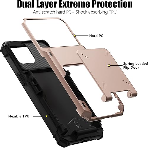 Miniatura 3 de Nvollnoe Funda para iPhone 13 con Portarjetas Almacena 5 Tarjetas Funda Cartera de Doble Capa Resistente a Prueba de Golpes con Ranura Oculta para