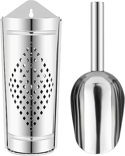 Miniatura 1 de Cuchara de hielo de acero inoxidable con soporte magnético para máquina de hielo, congelador de cocina o refrigerador, gran accesorio para