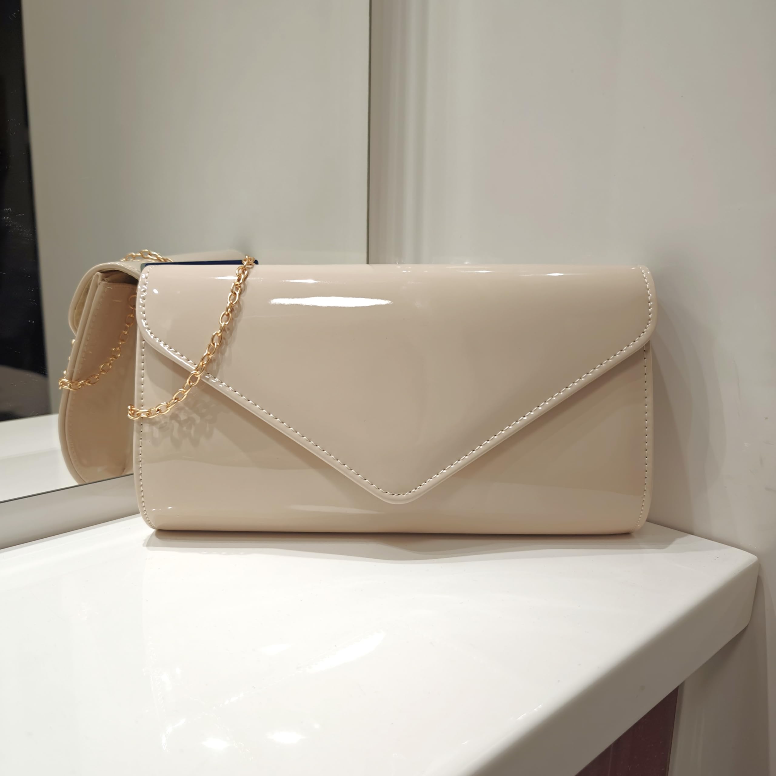 fi9 Bolso de mano de cuero para novia, boda, noche, fiesta, bolso de mano, medium