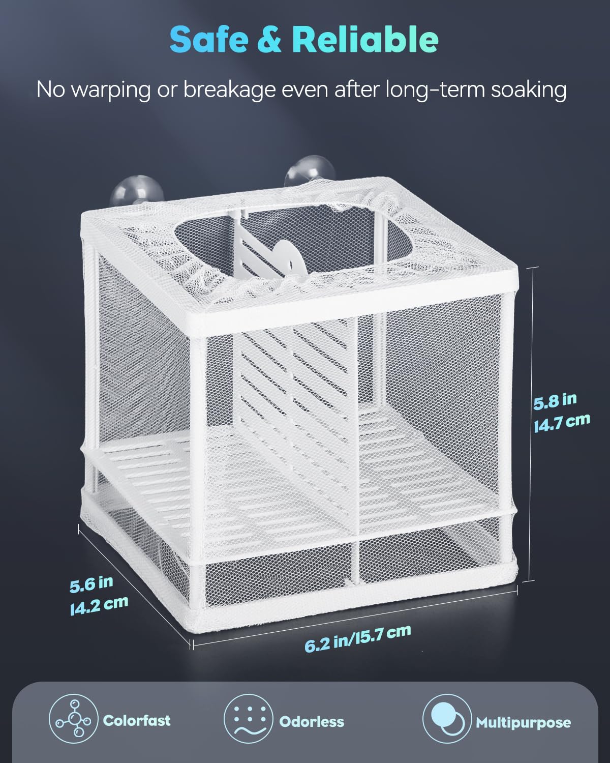 Pawfly Fish Tank Breeder Net Aquarium Fish Breeder Box with Nylon Mesh & Suction Cups Separation Net Large Isolation Fish Fry Hatchery Incubator Hatching Box for Shrimp Betta - Image 3
