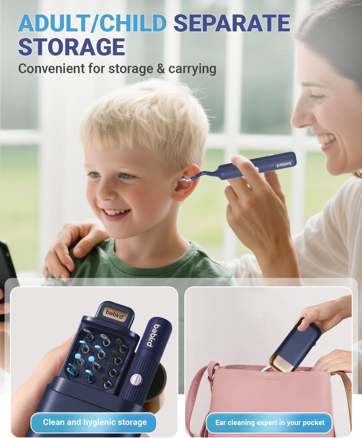 Ear Wax Removal Tool Camera, Flexible Ear Cleaner with Camera Otoscope Light, HD Painless Visual Ear Picker Tweezers Earwax Remover, Portable Safe Ear Cleaning Kit for Adults & Kids