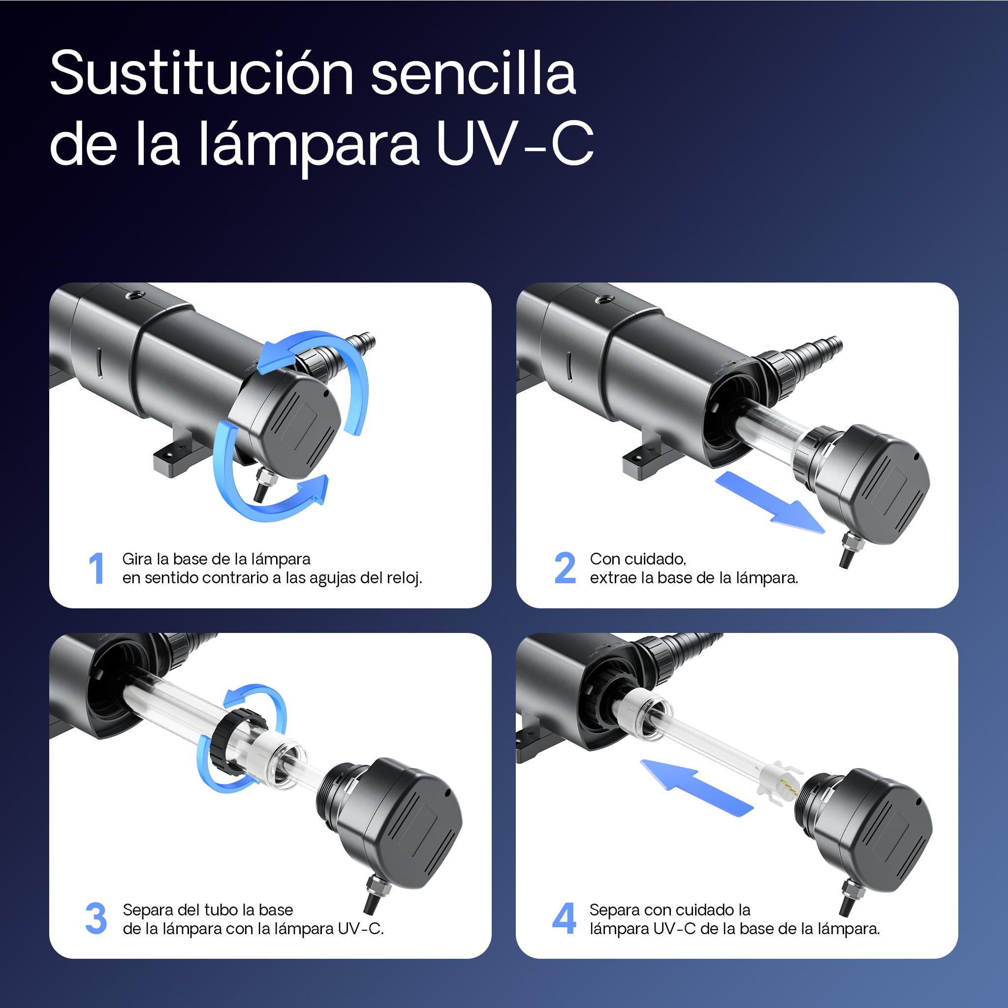 SunSun CUV-272 clarificador Agua estanques Filtro luz UV lámpara UVC aclarador 72W Bomba jardín