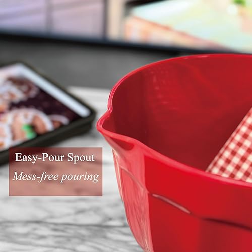 Miniatura 6 de UP ware Latte Style - Tazón de melamina con boquilla para verter, mango y base antideslizante, mango de agarre para mezclar y verter fácilmente,