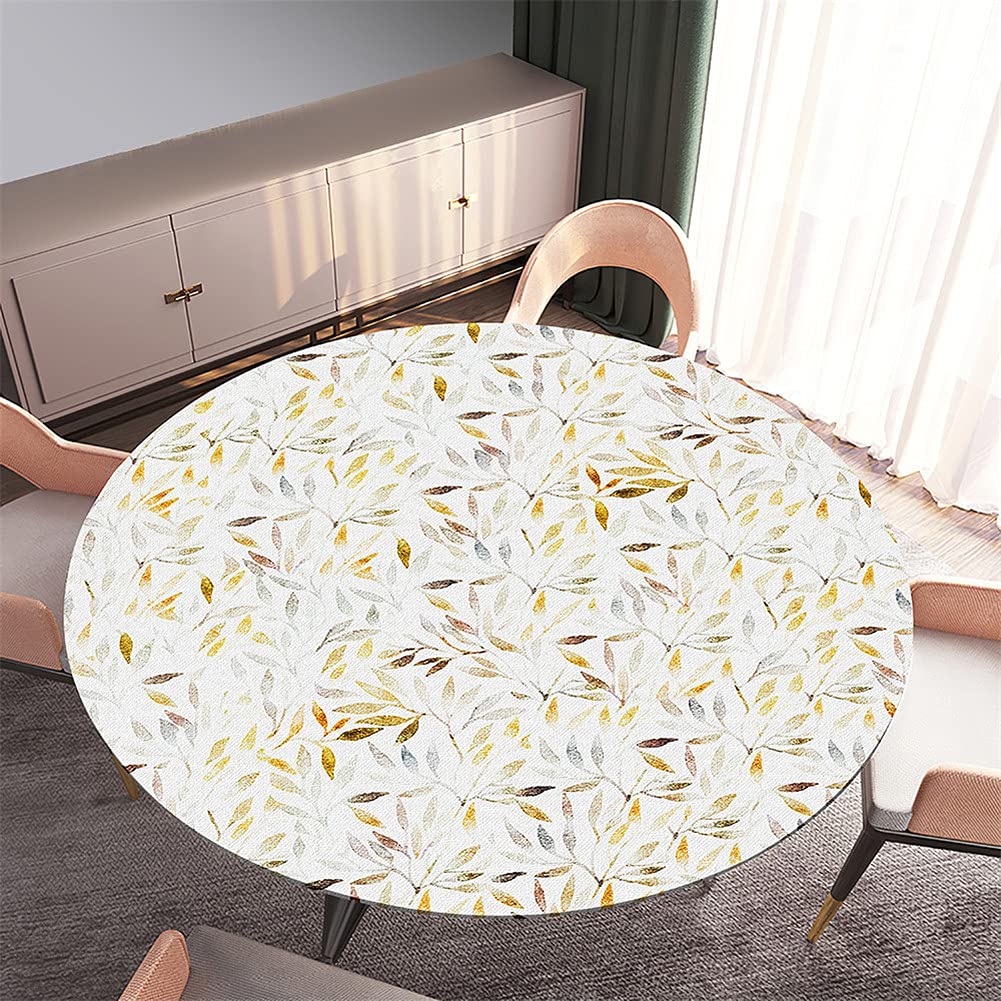 Morbuy Nappe Ronde Élastique, 3D Feuille De Plante Imprimer Nappes Bord
