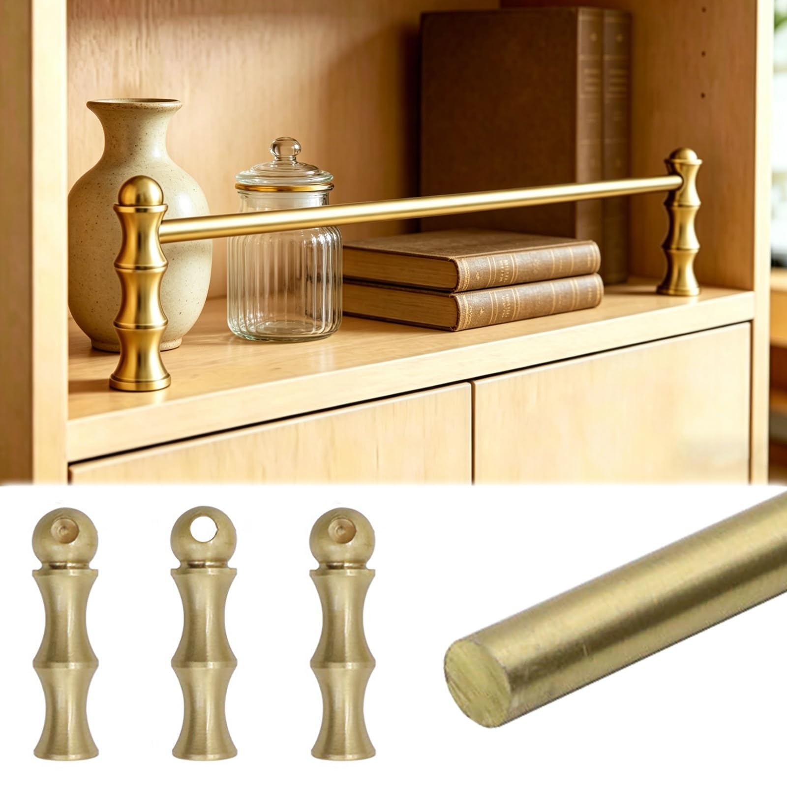 ERRULAN Anti-fall Brass Gallery Rail Kit for Shelves, Metal Shelf Guard Rail Decorative for Versatile Shoe Rack/Bookcase/Closet/Entryways(Style A,32in/81.3cm)