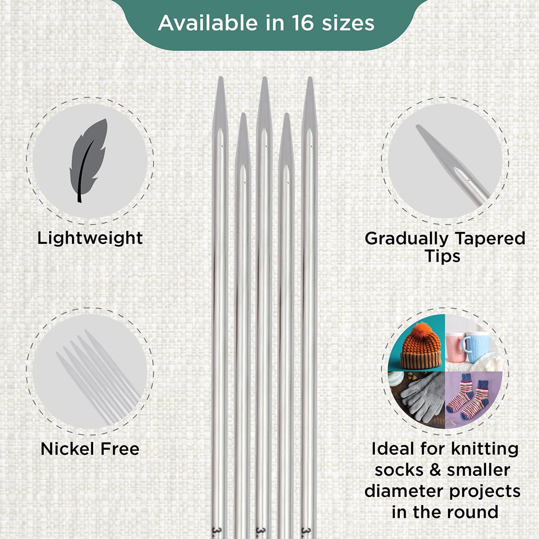 KnitPro Nova Double Pointed Needles 8" (20cm), Silver, 3.50mm - Image 3