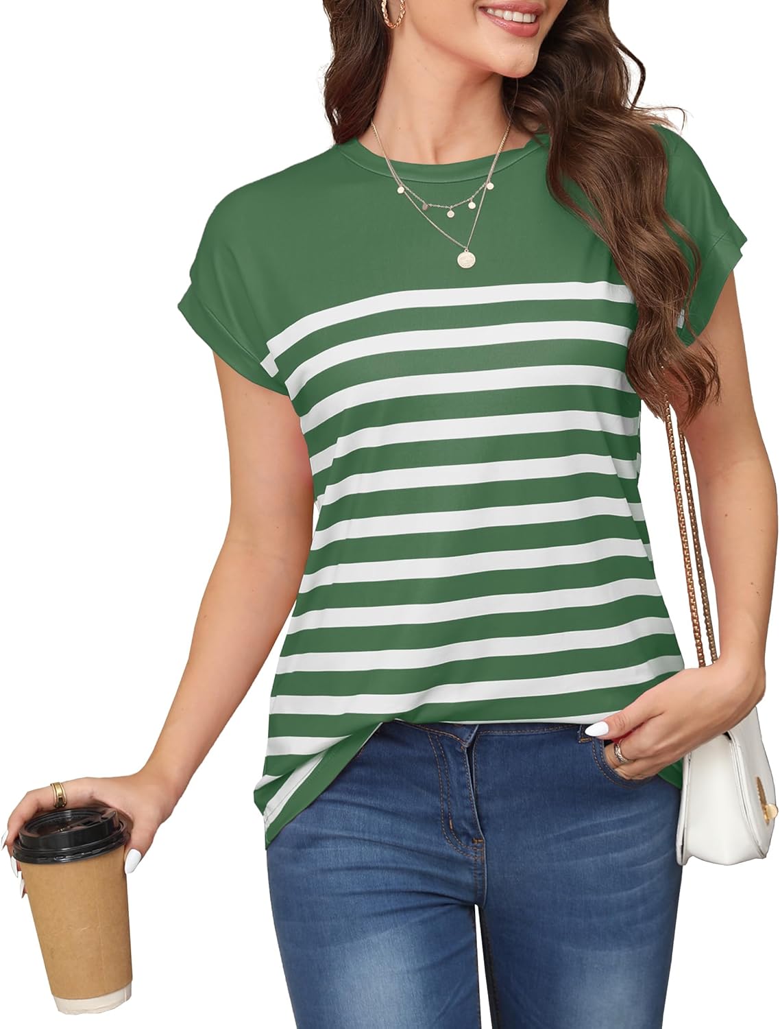 Womens Shirts Boho Plus Size Summer Tops Dresses Casual Blouses Cap Sleeve Womens Tank Tops Green Large