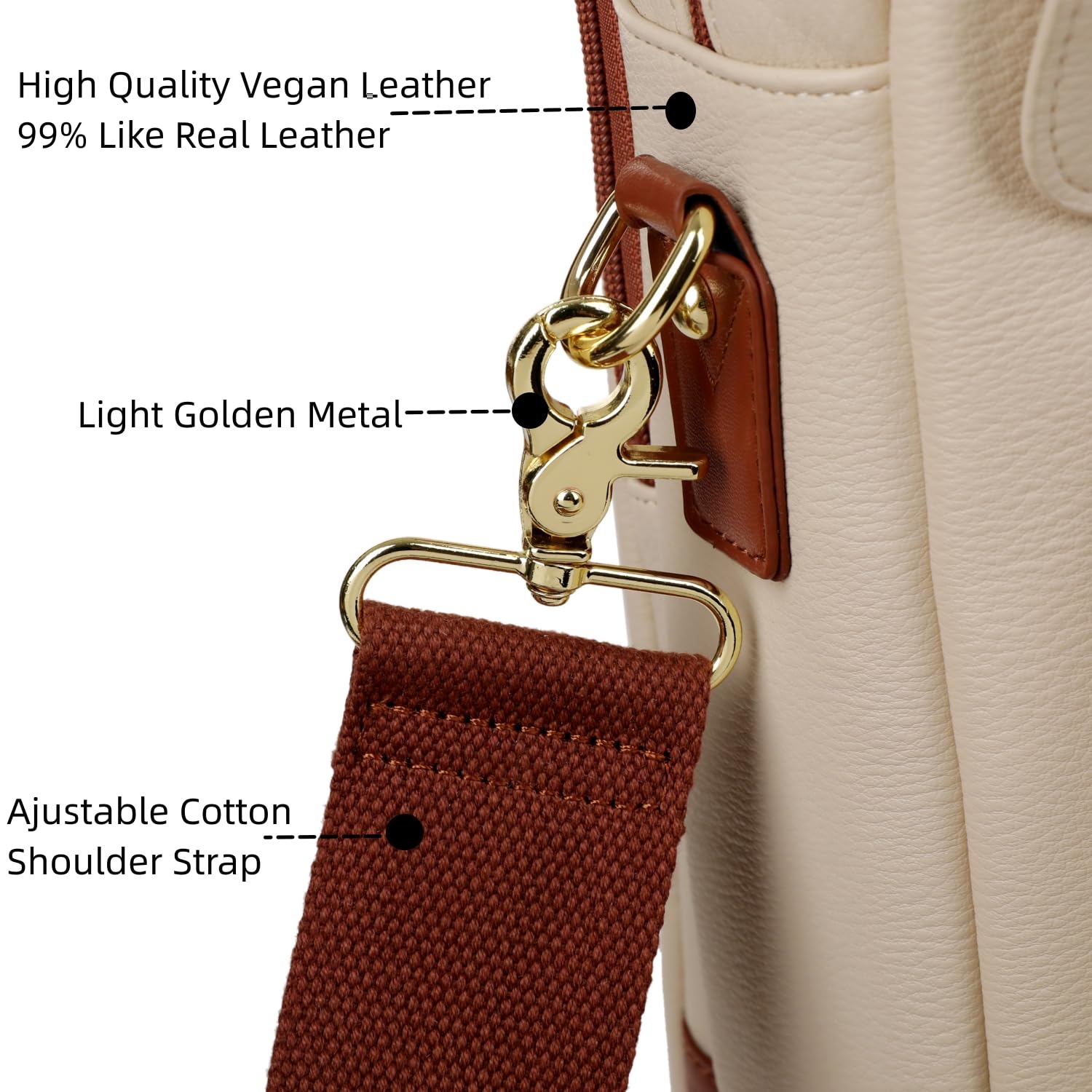 Baosha Faux Leder Laptop Tasche 15.6-17.3 Zoll Damen Aktentasche Schultertasche Notebook Tasche Business Taschen für Frauen BC-07 (Beige)