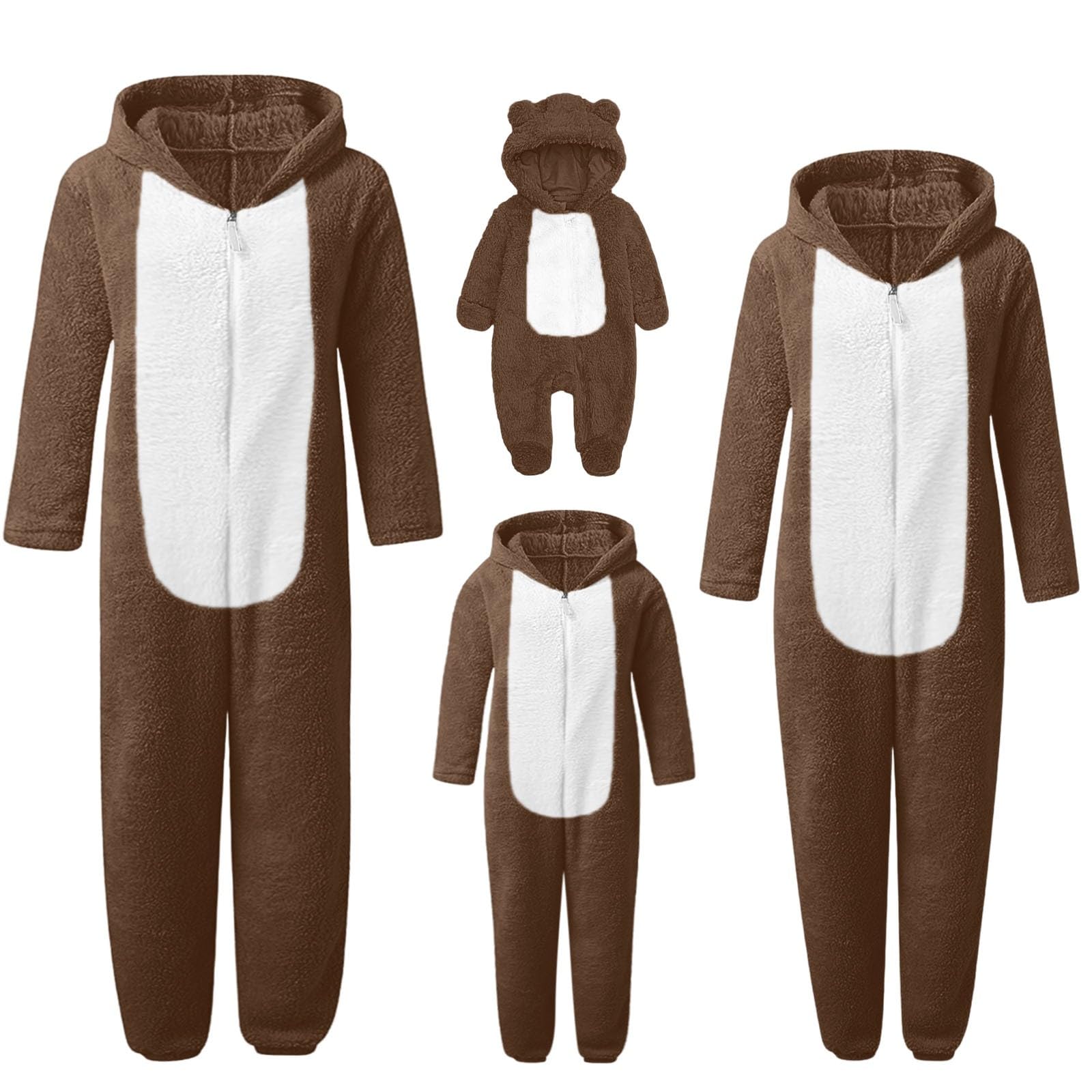 Familie Weihnachten Pyjamas Onesie Weihnachts Pyjama Einteiler Overall Jumpsuit Schlafanzug Jumpsuit Kuschelig Hoodie mit Reißverschluss Einteiler Overall Christmas Couple Partner Hausanzug Set
