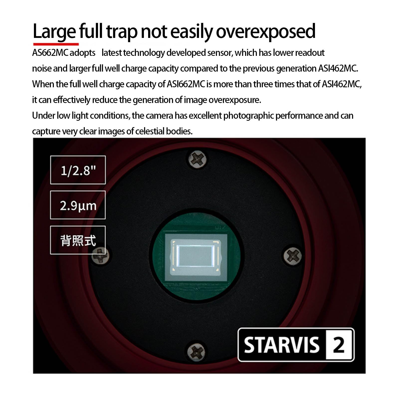 ASI662MC - Fotocamera portatile per astrofotografia: telaio antiurto in ABS e connettività multipiattaforma per osservazione notturna astronomia per principianti