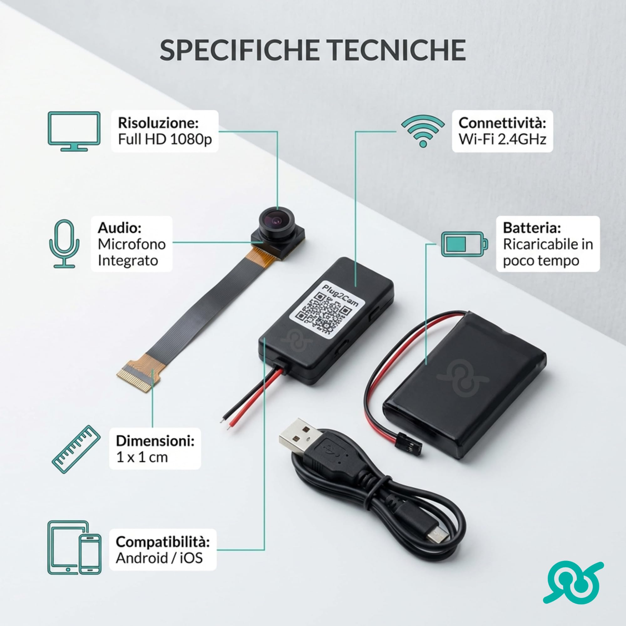 tempo di saldi Telecamera Spia Wifi Interno HD 1080p 1 x 1 x 0.5 cm - Mini Telecamera Spia Nascosta con Batteria Ricaricabile - Microcamera Spia Invisibile - Videocamera Sorveglianza Interno Wifi