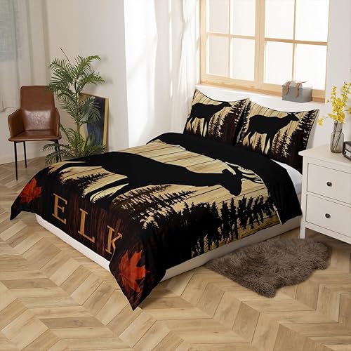 Miniatura 14 de Juego de ropa de cama de caza de ciervos, decoración de granja, pato, reno, oso, animales del bosque, vida silvestre, funda de edredón Queen