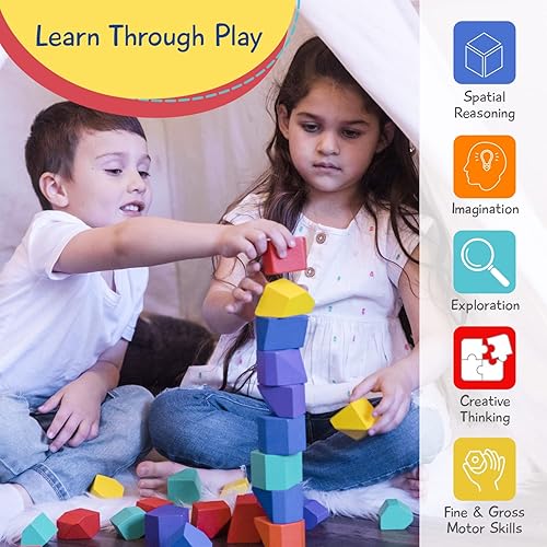 Miniatura 3 de JOY2B Juguetes para niños pequeños, bloques apilables de madera, juguetes Montessori para niños y niñas, juguetes de madera para niños, juguetes